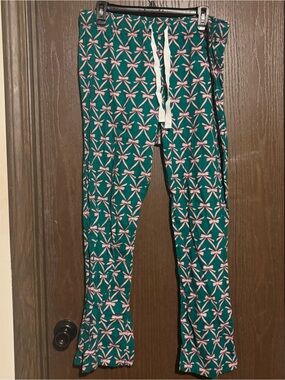 J. Crew Teal Bottoms with Light Pink Bows Print